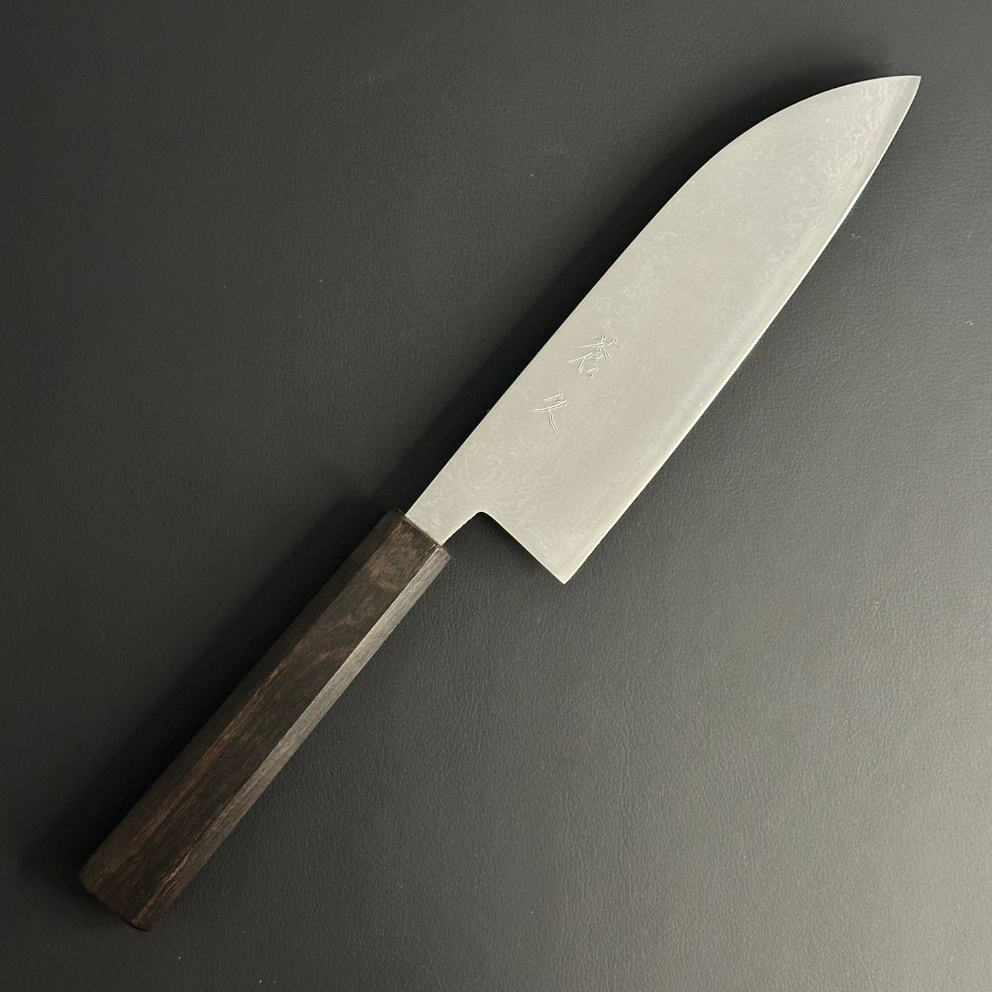 Damascus Santoku 165 mm (6.5 in) Aogami (Blue) #2 Double-Bevel