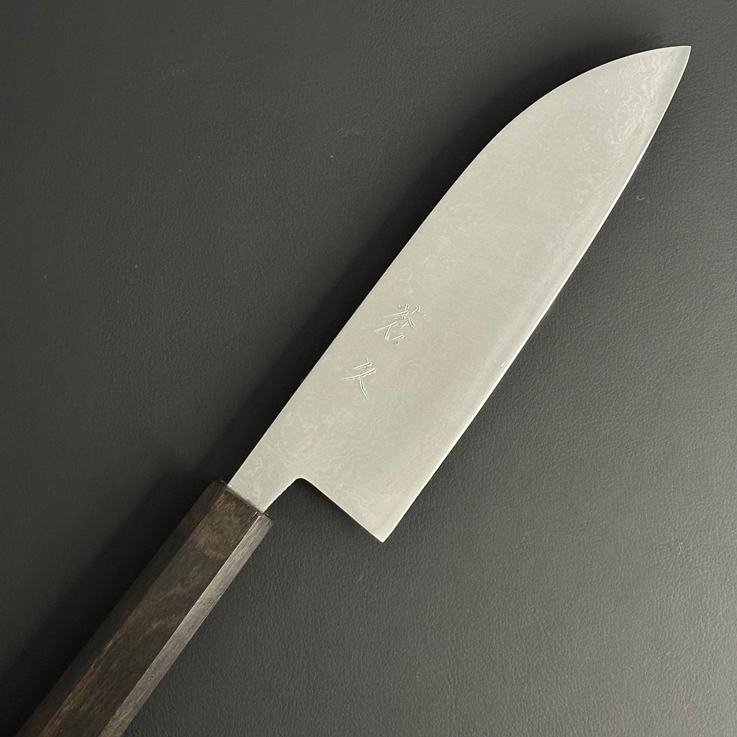 Damascus Santoku 165 mm (6.5 in) Aogami (Blue) #2 Double-Bevel