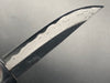 黒打ち積層剣型ナイフ　100mm　青紙2号　墨流し ダマスカス　樫ハンドル　(黒鞘付き)