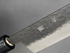 ステン複合 牛刀 240mm 青紙スーパー鋼 黒肌槌目 紫檀 波紋